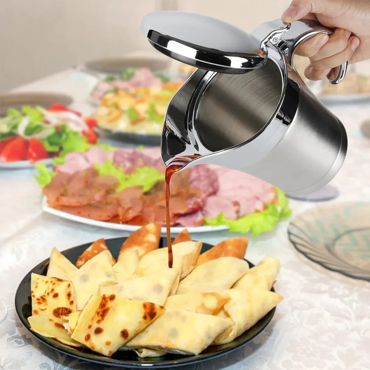Stainless Steel Steak Sauce Pot Sauce Seasoning Pot Small for Gravy Kitchen - 450ml