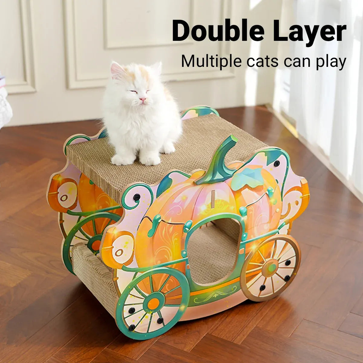 Pumpkin Cat Cart Double Layer Cat Scratch Board Cat Bed Furniture For Sleeping