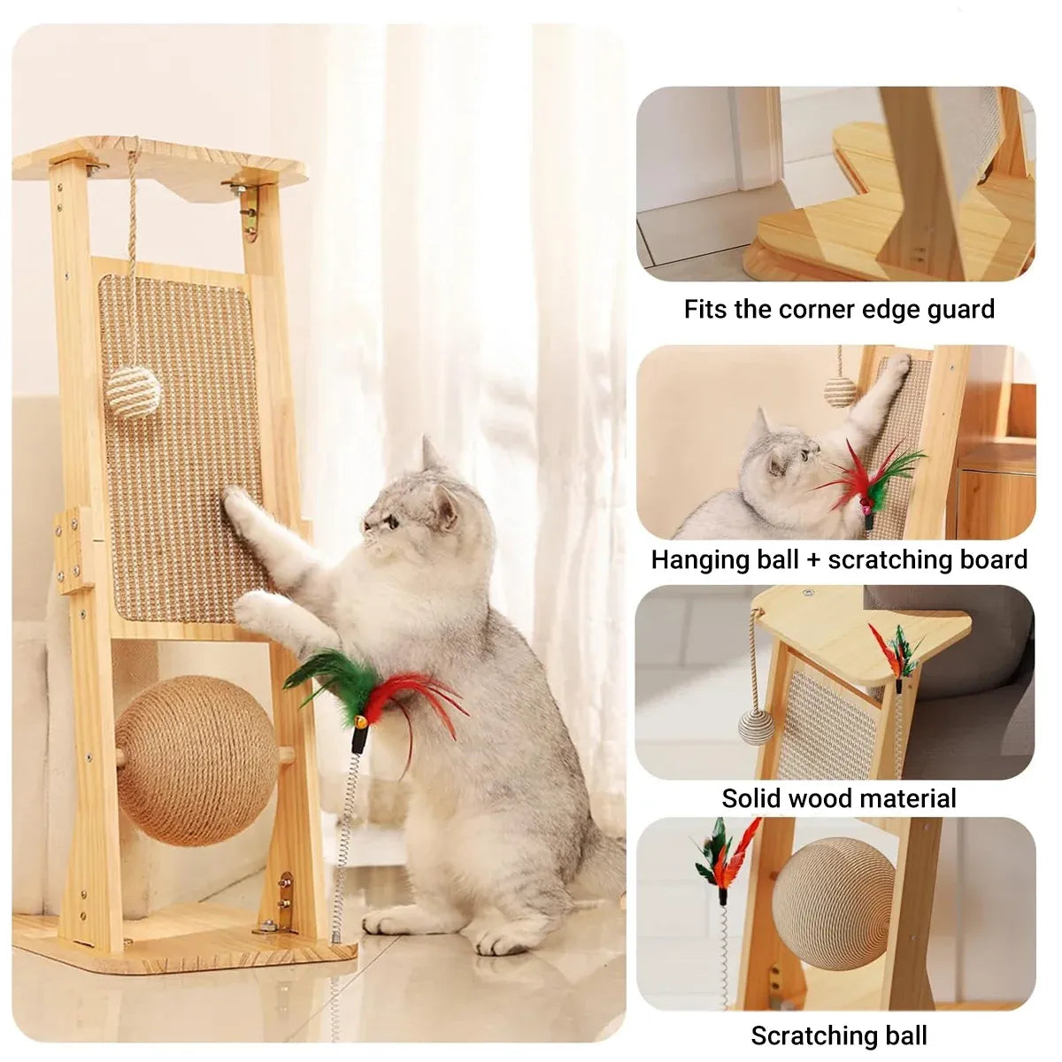 Cat Scratch Board Upright Claw Grinding Post Corner Scratching Column For Indoor