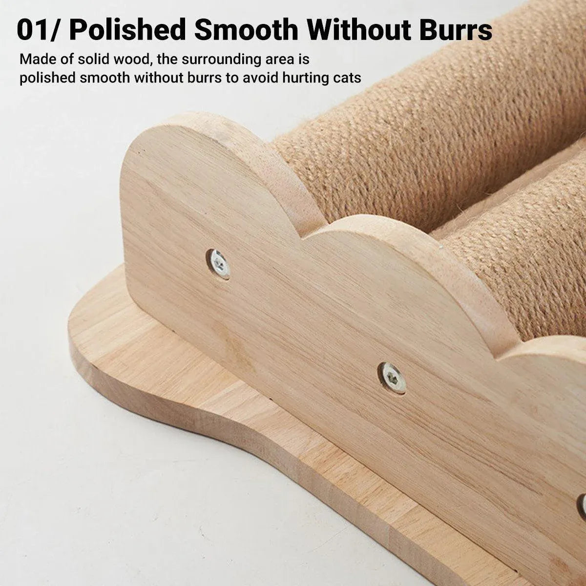 2Style Wood Wall-Mounted Natural Sisal Rope Cat Scratching Claw Grinding Pet Toy - Mouse-Solid Wood