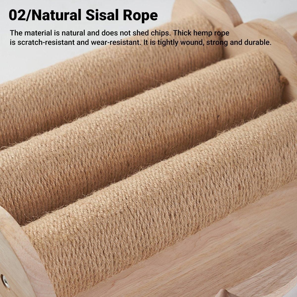 2Style Wood Wall-Mounted Natural Sisal Rope Cat Scratching Claw Grinding Pet Toy - Mouse-Solid Wood