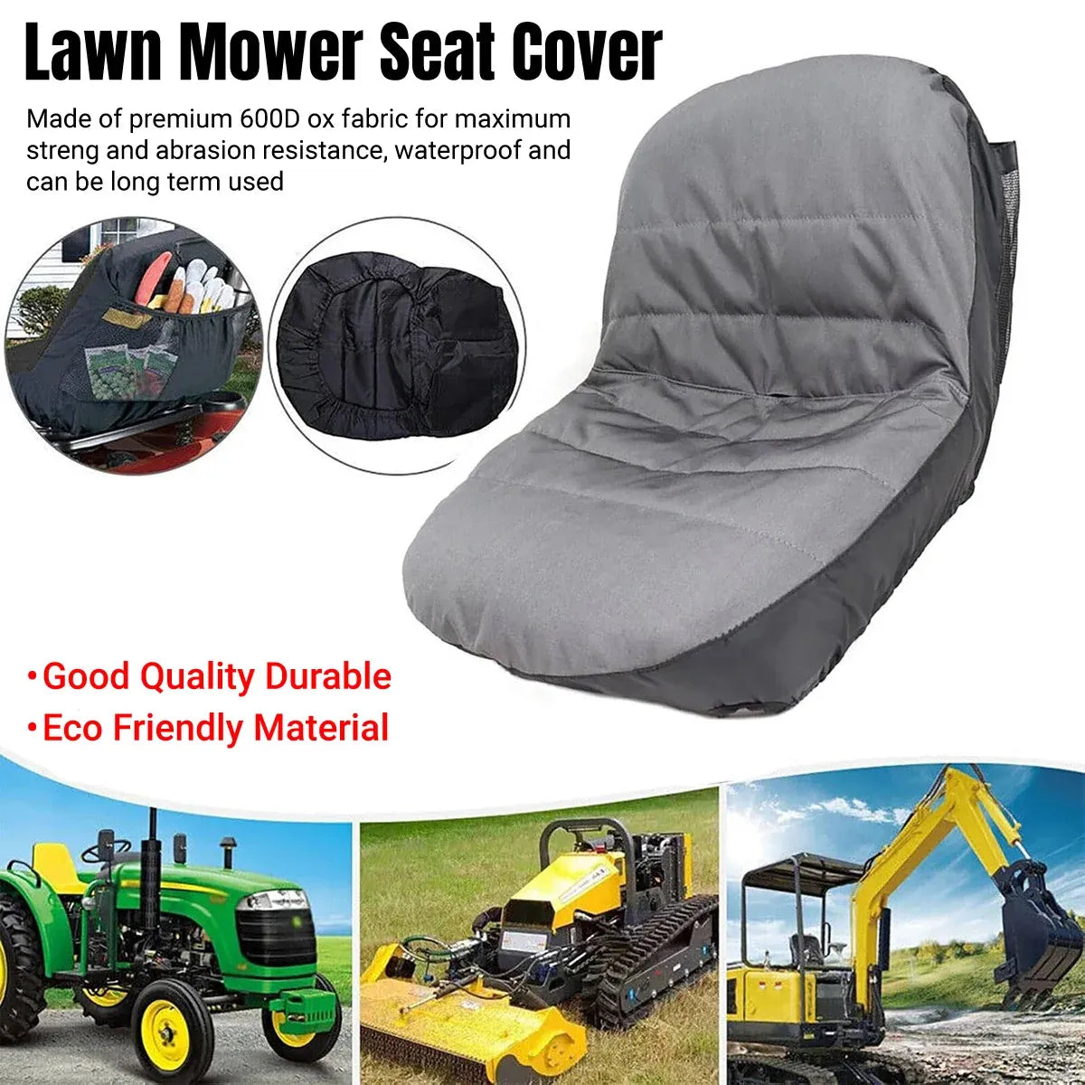 Universal Lawn Mower Tractor Seat Cover Padded Comfort Pad Protector Waterproof
