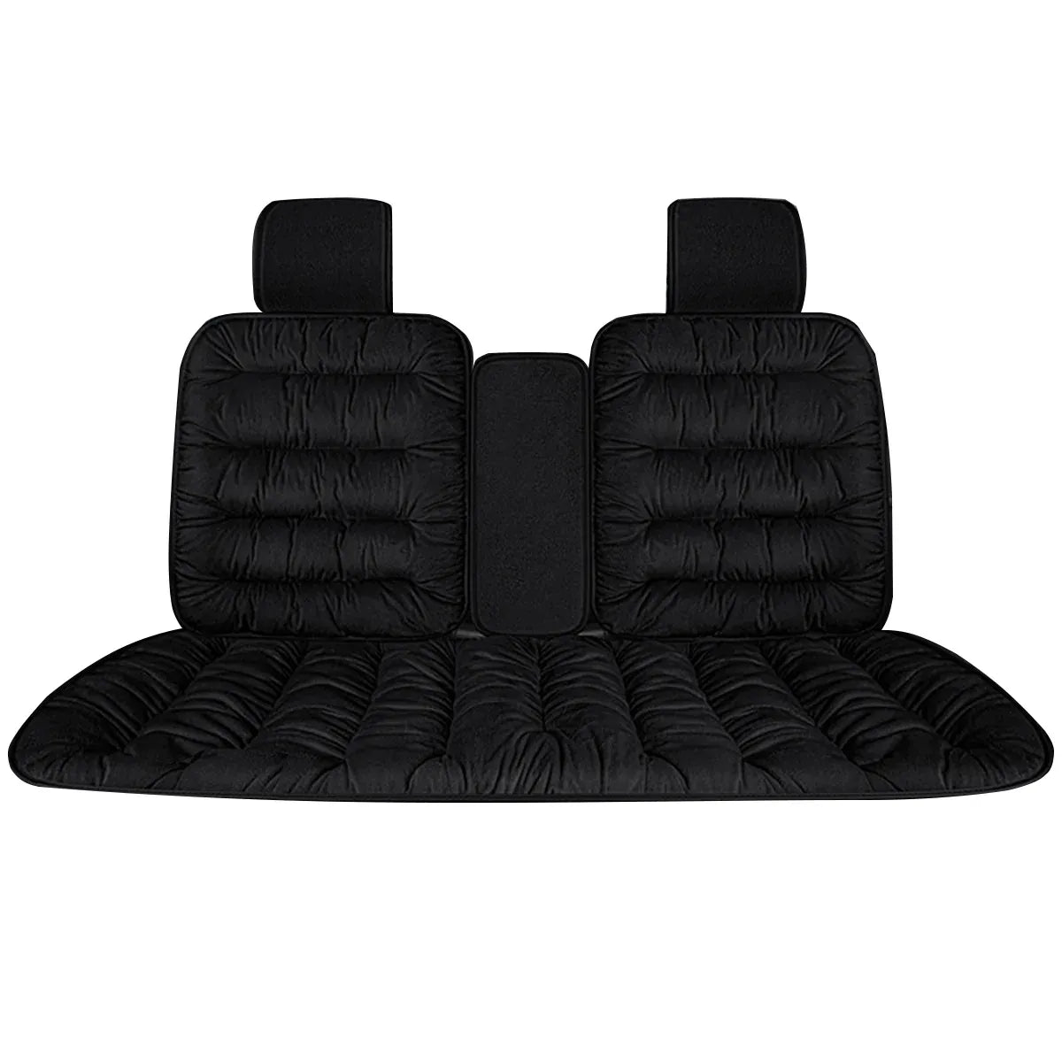 Winter Thick Warm Plush Seat Cover with Backrest Universal Fit for Rear Row - Black