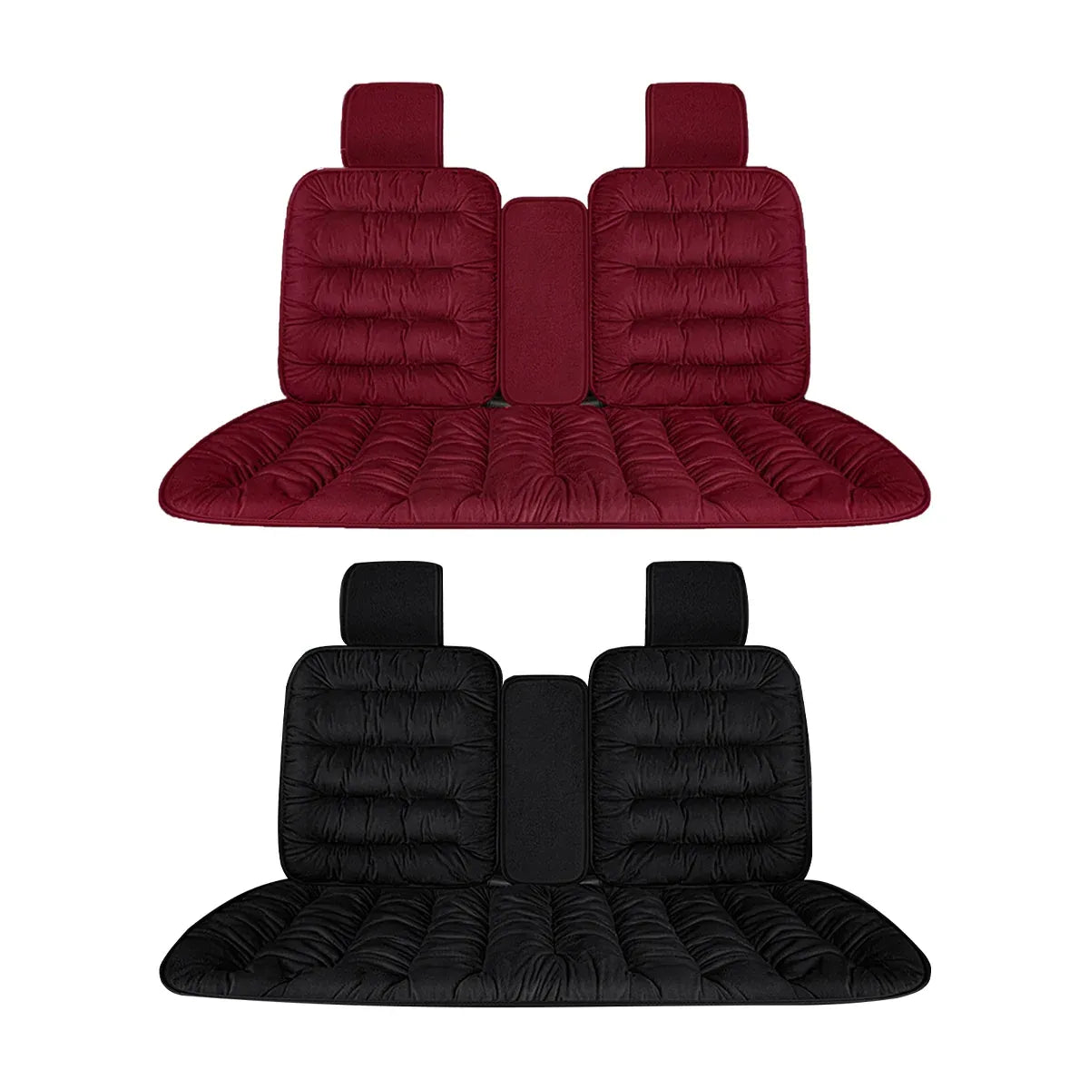 Winter Thick Warm Plush Seat Cover with Backrest Universal Fit for Rear Row - Black