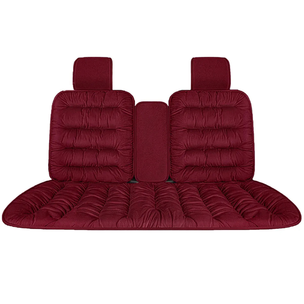 Winter Thick Warm Plush Seat Cover with Backrest Universal Fit for Rear Row - Red