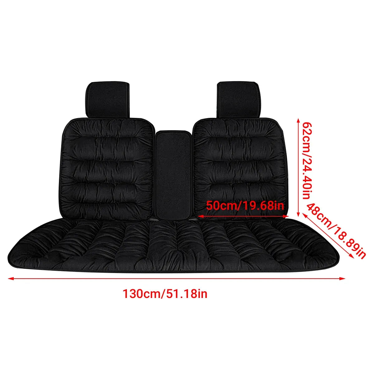 Winter Thick Warm Plush Seat Cover with Backrest Universal Fit for Rear Row - Red