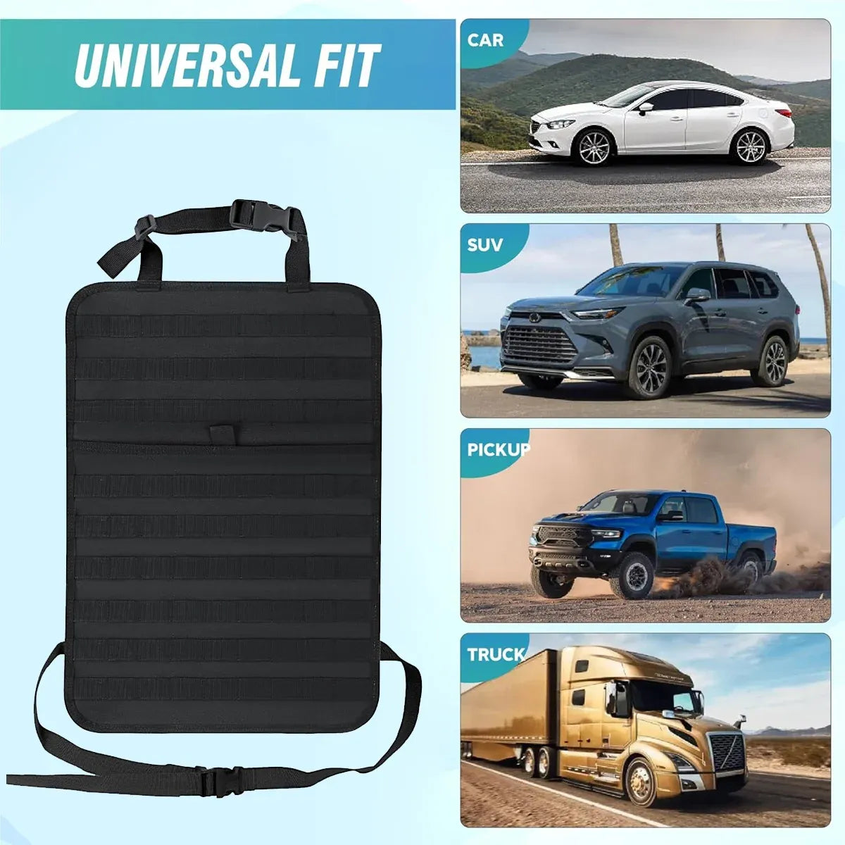 Car Universal Rear Seat 6-Piece Storage Bag Set Space Saving Waterproof Durable