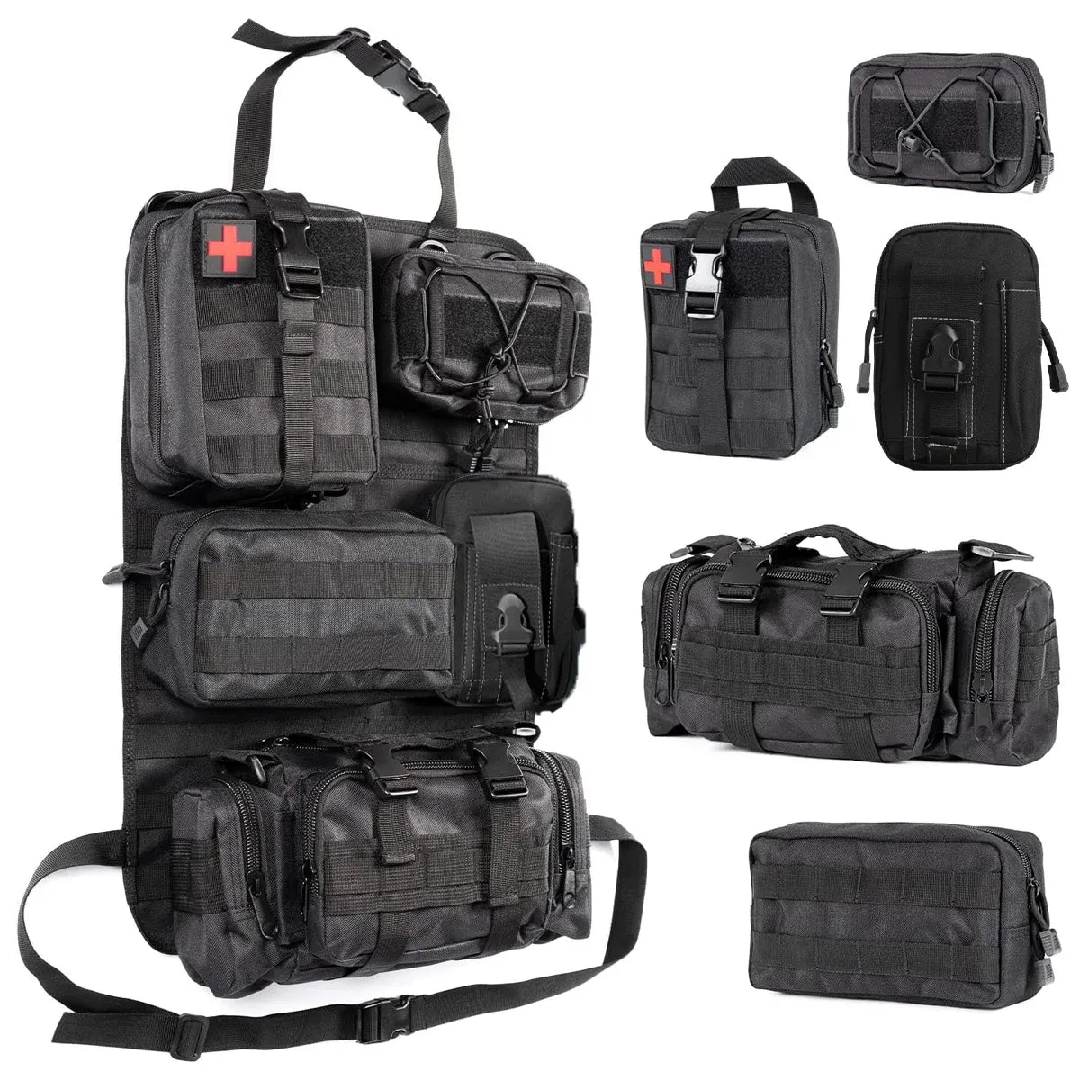 Car Universal Rear Seat 6-Piece Storage Bag Set Space Saving Waterproof Durable