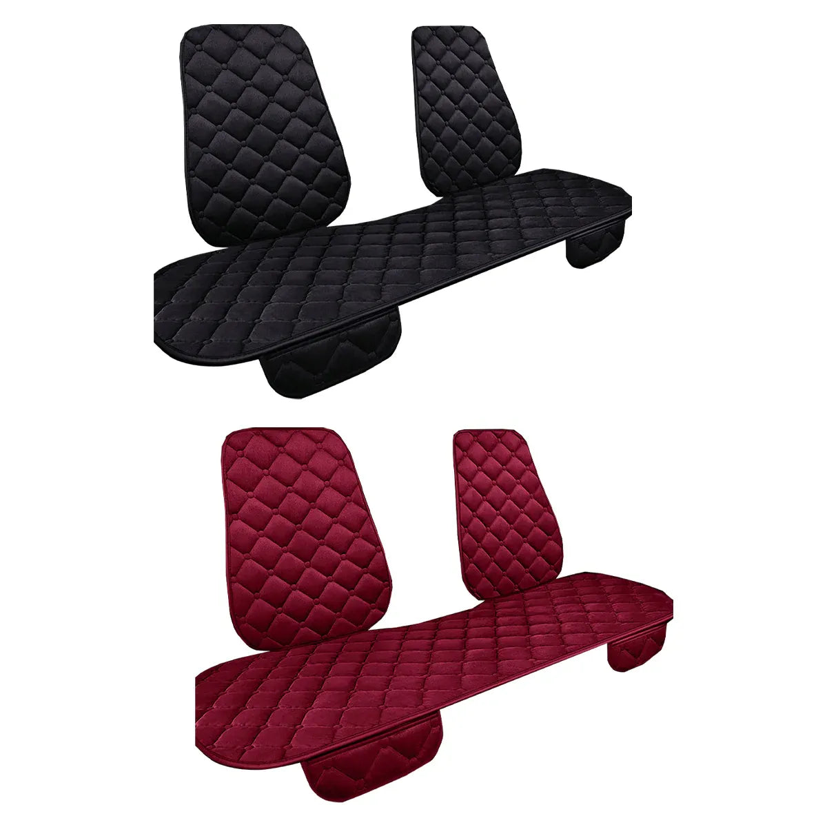 Universal Plush Seat Cushion Set Winter Warm with Backrest for Rear Row - Red