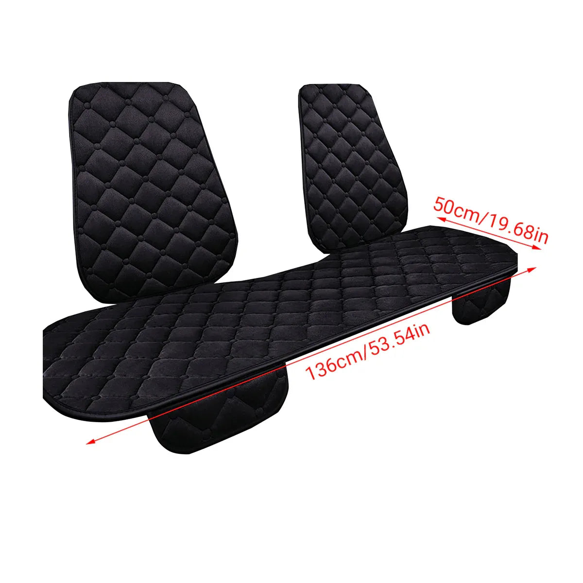 Universal Plush Seat Cushion Set Winter Warm with Backrest for Rear Row - Red