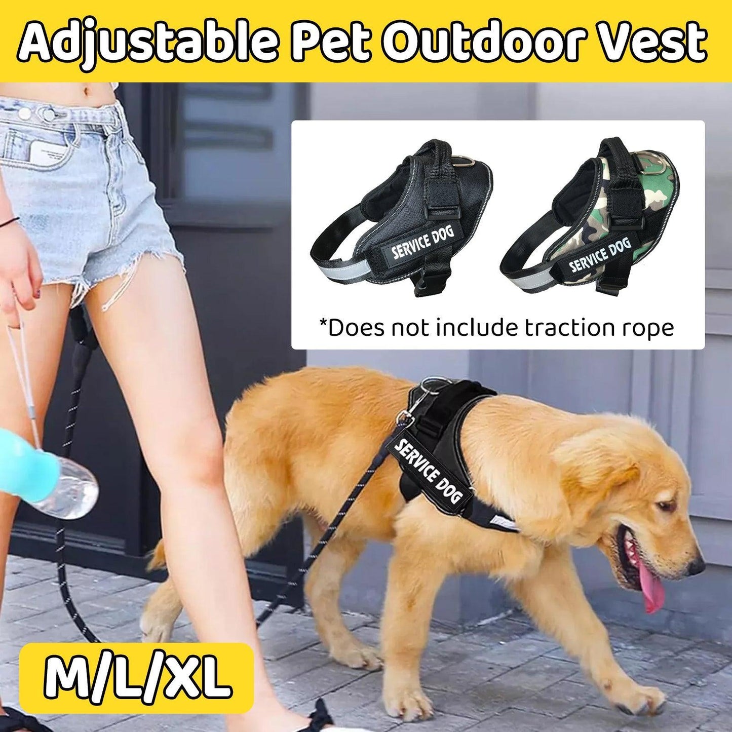 Adjustable Dog Vest Harness for Small Medium Dogs Comfortable No Pull Design - Black-XL