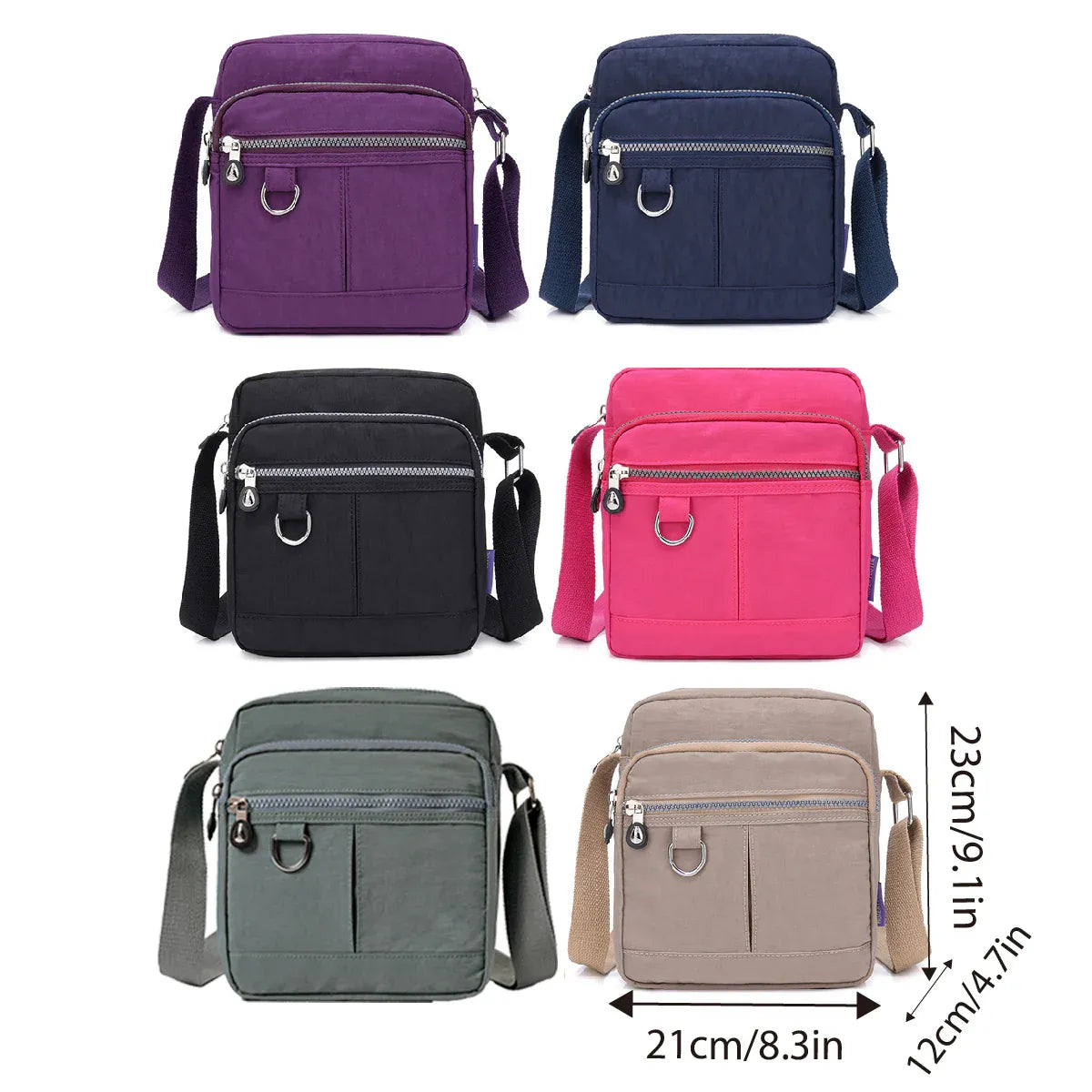 Ladies Shoulder Bag Nylon Fabric Lightweight Crossbody Small Casual Handbag - Apricot