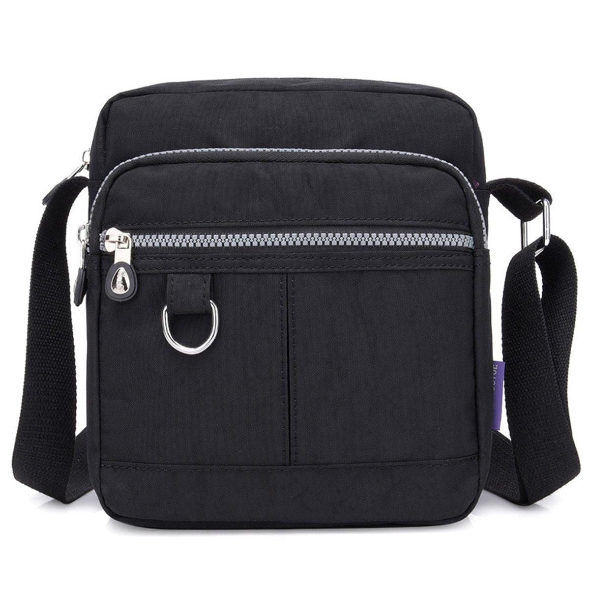 Ladies Shoulder Bag Nylon Fabric Lightweight Crossbody Small Casual Handbag - Black