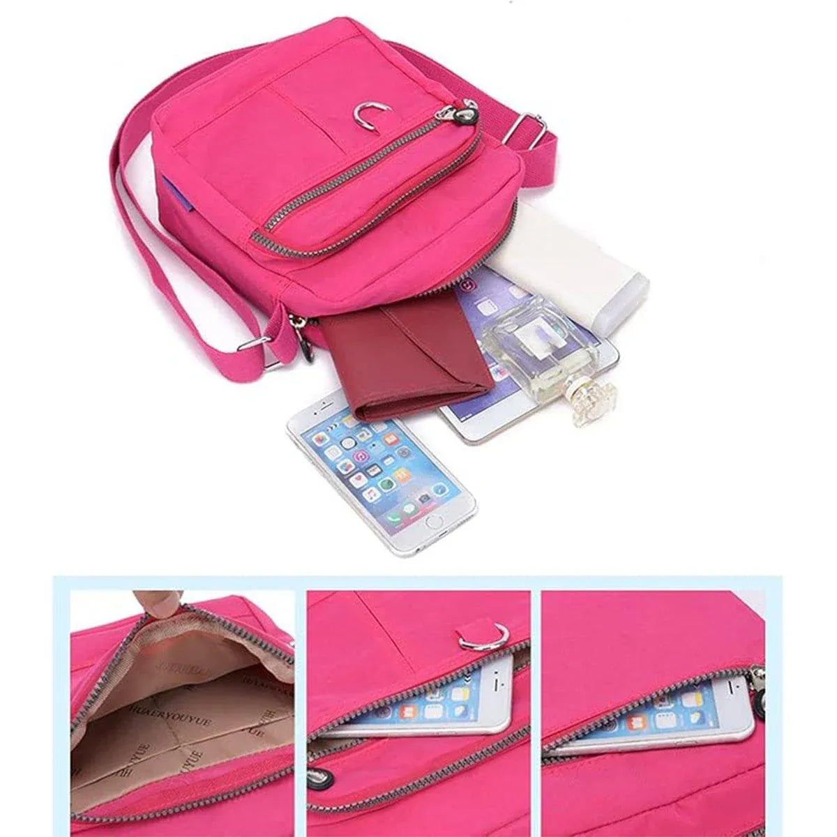 Ladies Shoulder Bag Nylon Fabric Lightweight Crossbody Small Casual Handbag - Purple