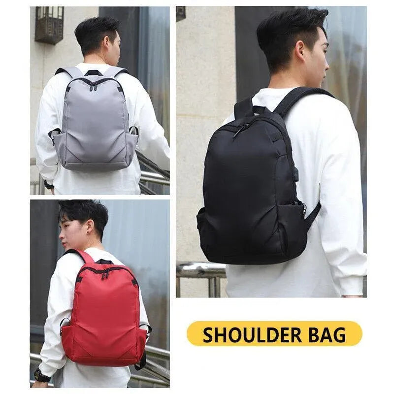 Mens Backpack Large Capacity Waterproof Schoolbag Laptop Work Travel Bag - Black