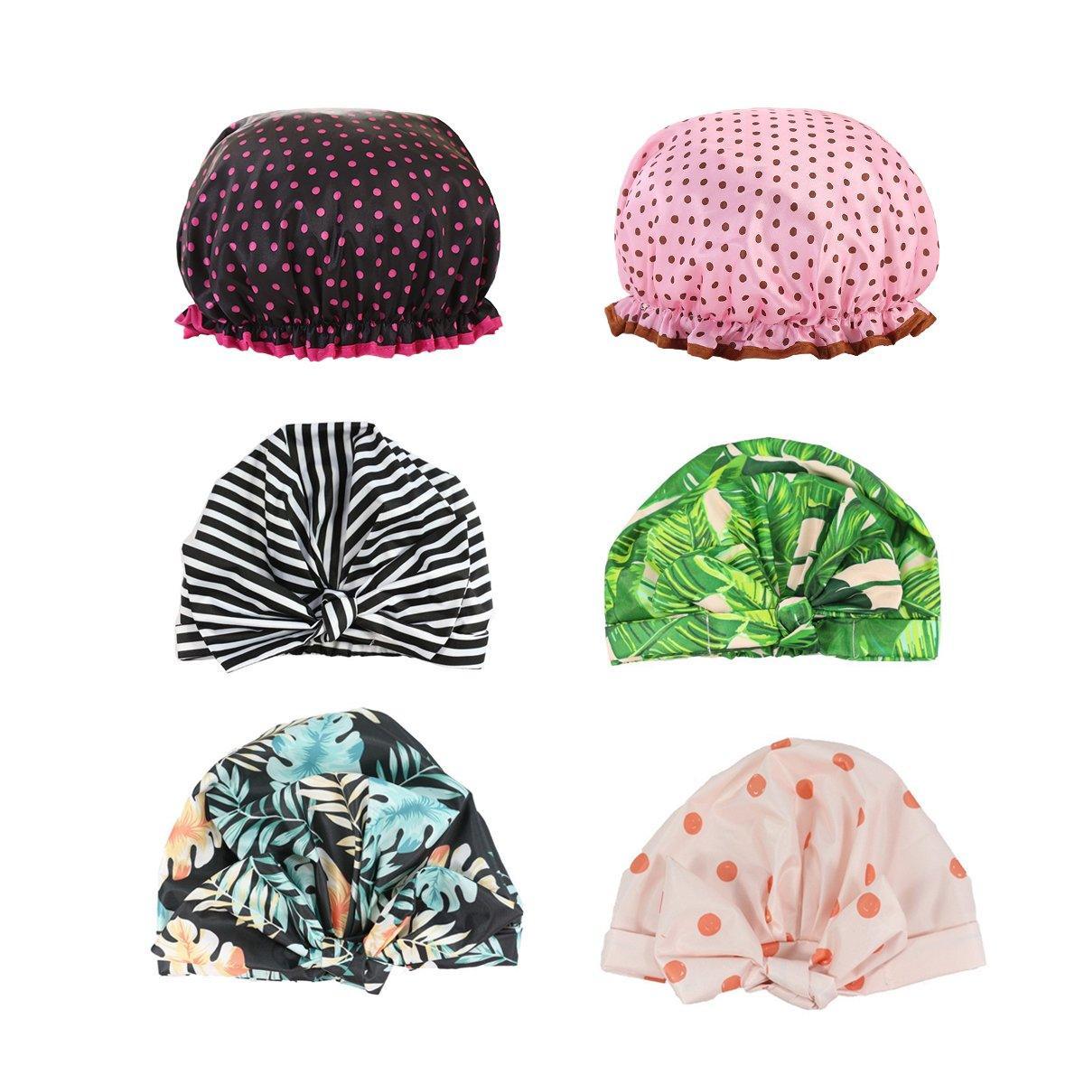 Woman Shower Cap Reusable Long Hair Large Turban Bathroom Waterproof Hair Cap - Coconut Tree