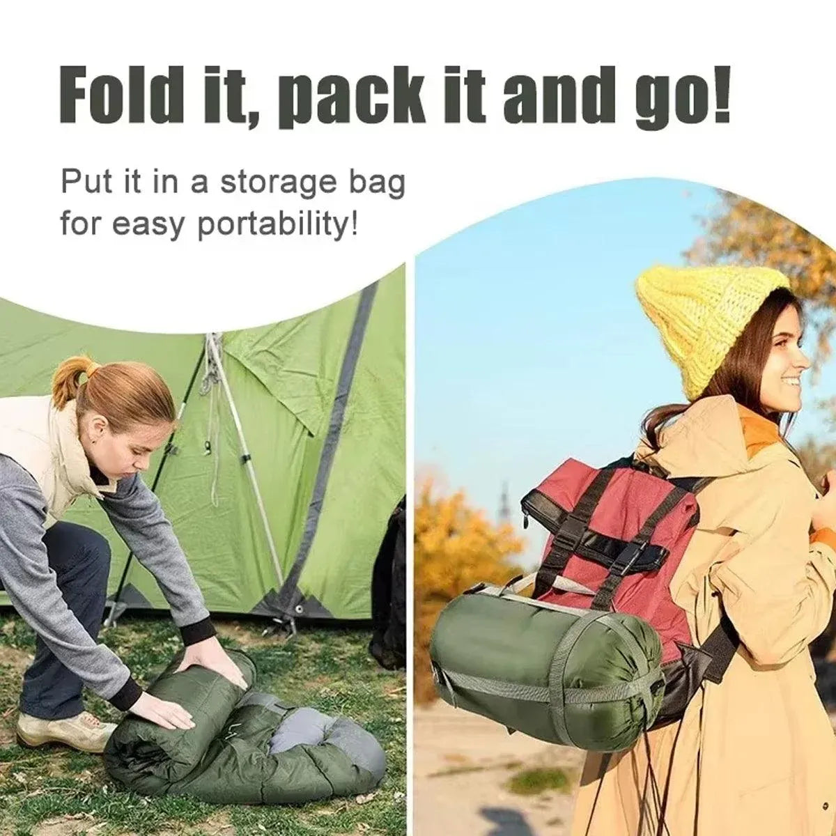 Single Sleeping Bag Outdoor Camping Hiking Thermal Warm Tent Travel Gear - Red