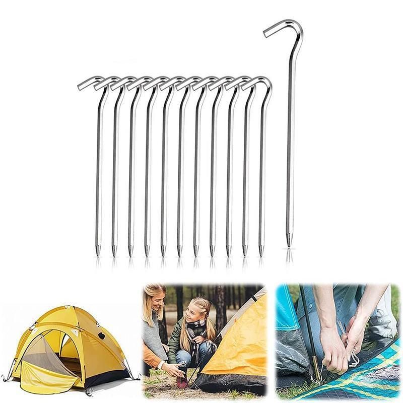12PCS Heavy Duty Steel Tent Pegs 182mm Camping Ground Stakes for Outdoor Use