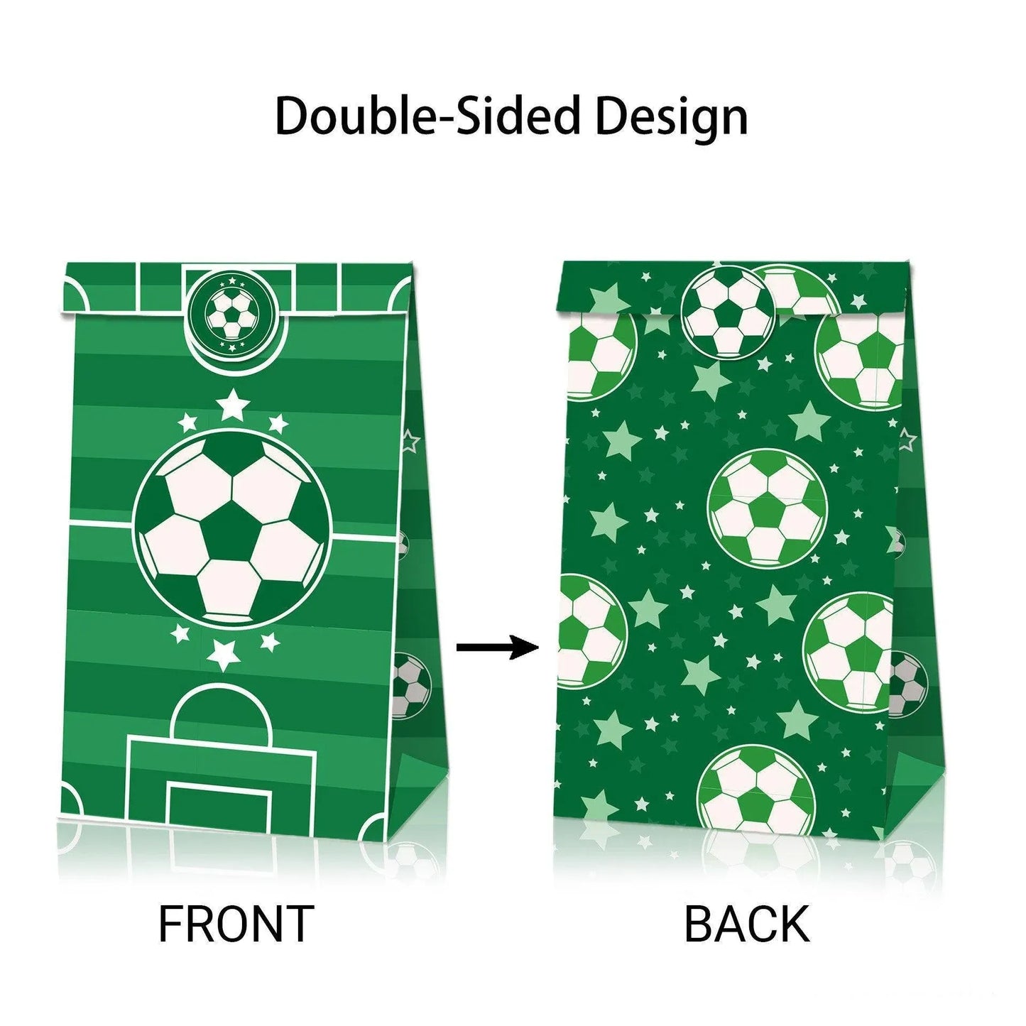 Fashion Football Sport Gift Bags Green Kraft Paper Sticker Set Party Favor Bags - 2sets-LB018