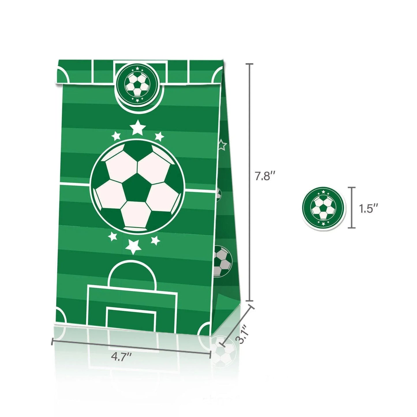 Fashion Football Sport Gift Bags Green Kraft Paper Sticker Set Party Favor Bags - 2sets-LB153