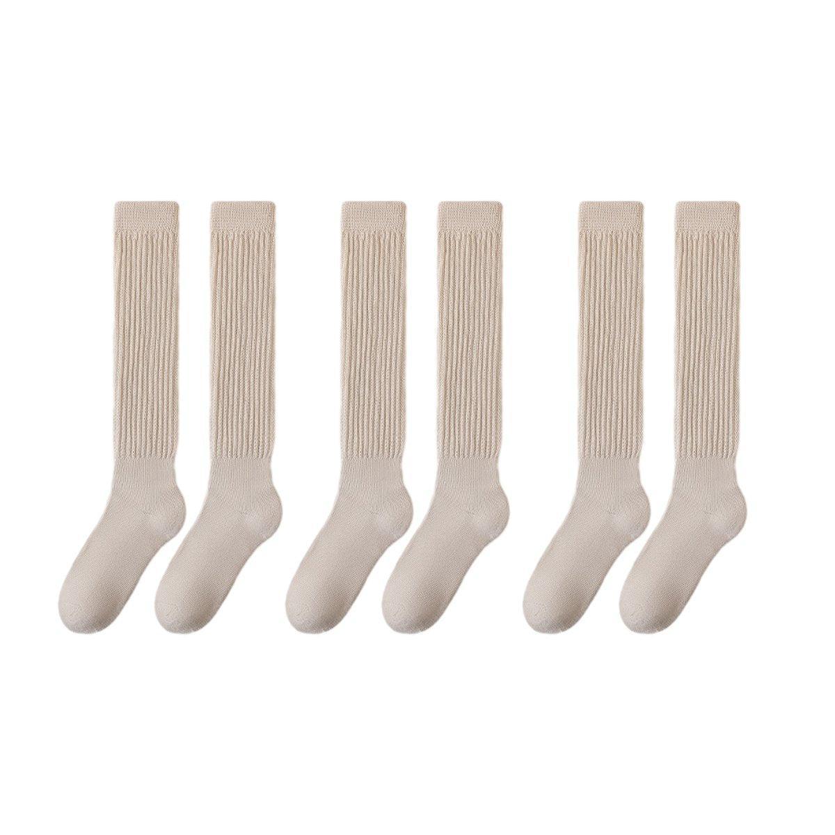 3Pairs Warm Calf Socks Stack Stockings Winter Fall Over Knee High Thick Socks Set - Grey