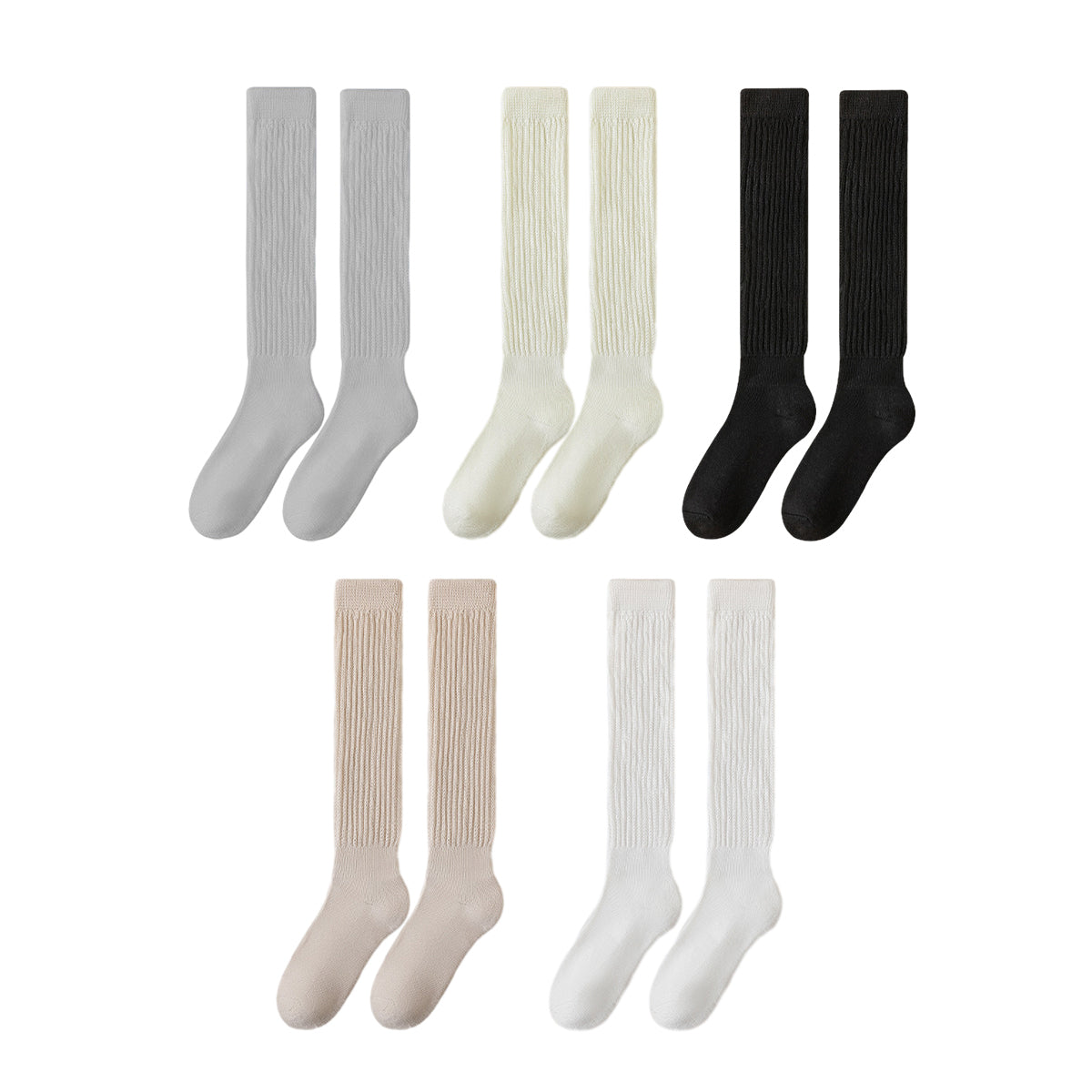 3Pairs Warm Calf Socks Stack Stockings Winter Fall Over Knee High Thick Socks Set - Khaki