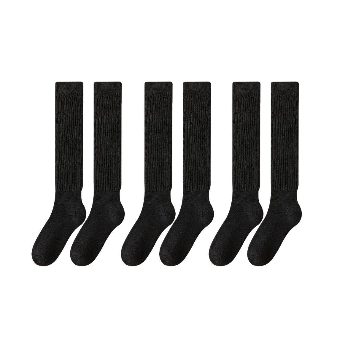 3Pairs Warm Calf Socks Stack Stockings Winter Fall Over Knee High Thick Socks Set - Milky White