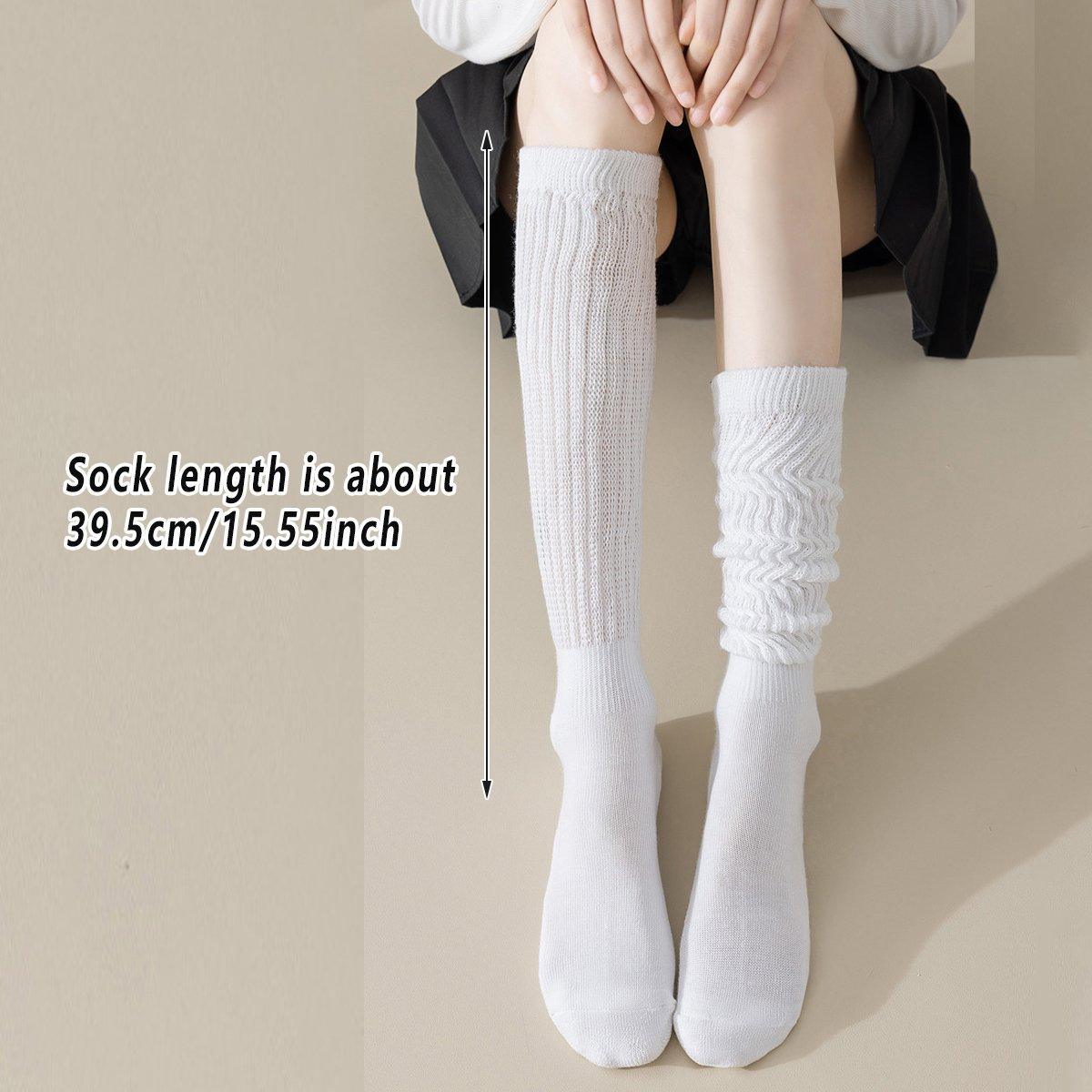3Pairs Warm Calf Socks Stack Stockings Winter Fall Over Knee High Thick Socks Set - White