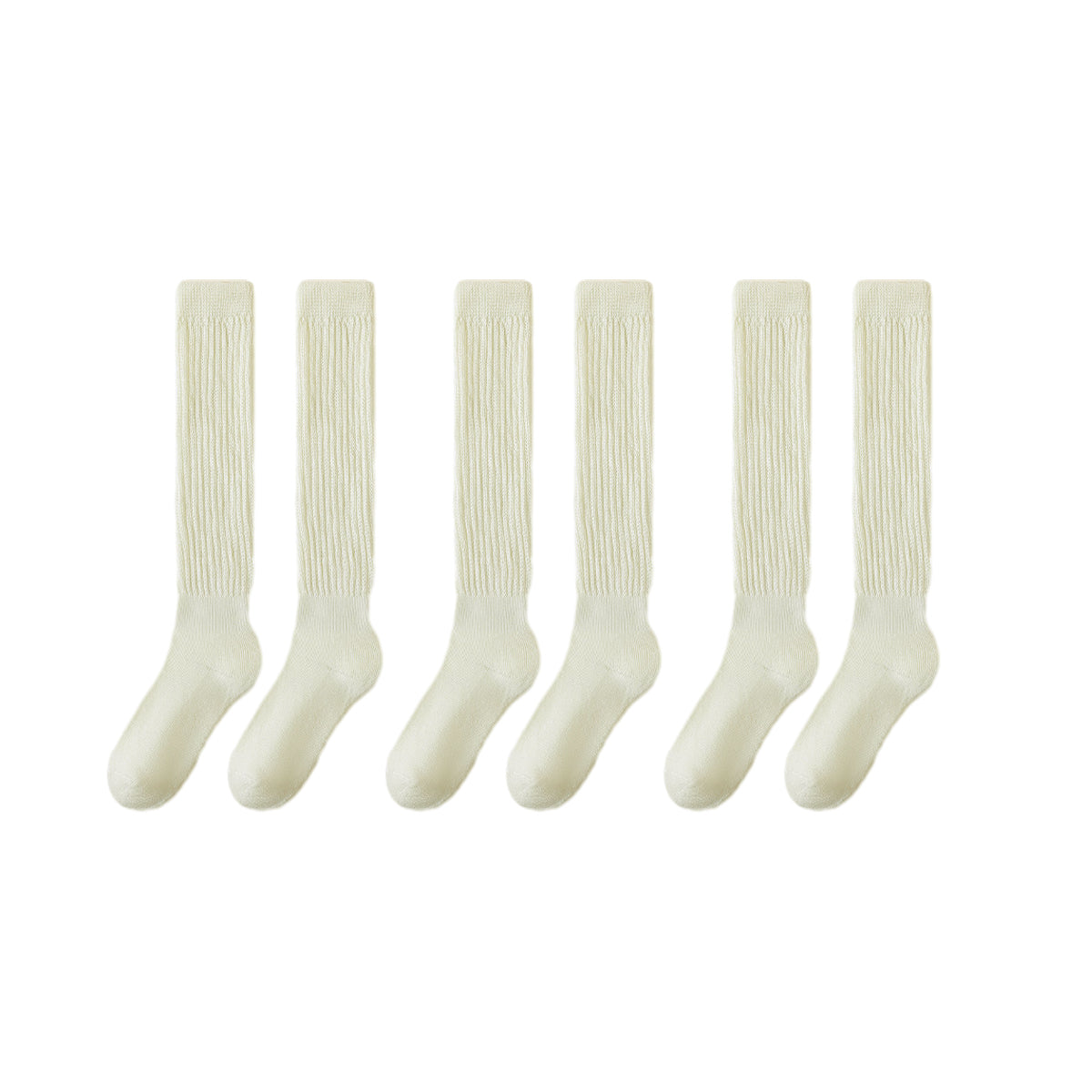 3Pairs Warm Calf Socks Stack Stockings Winter Fall Over Knee High Thick Socks Set - White
