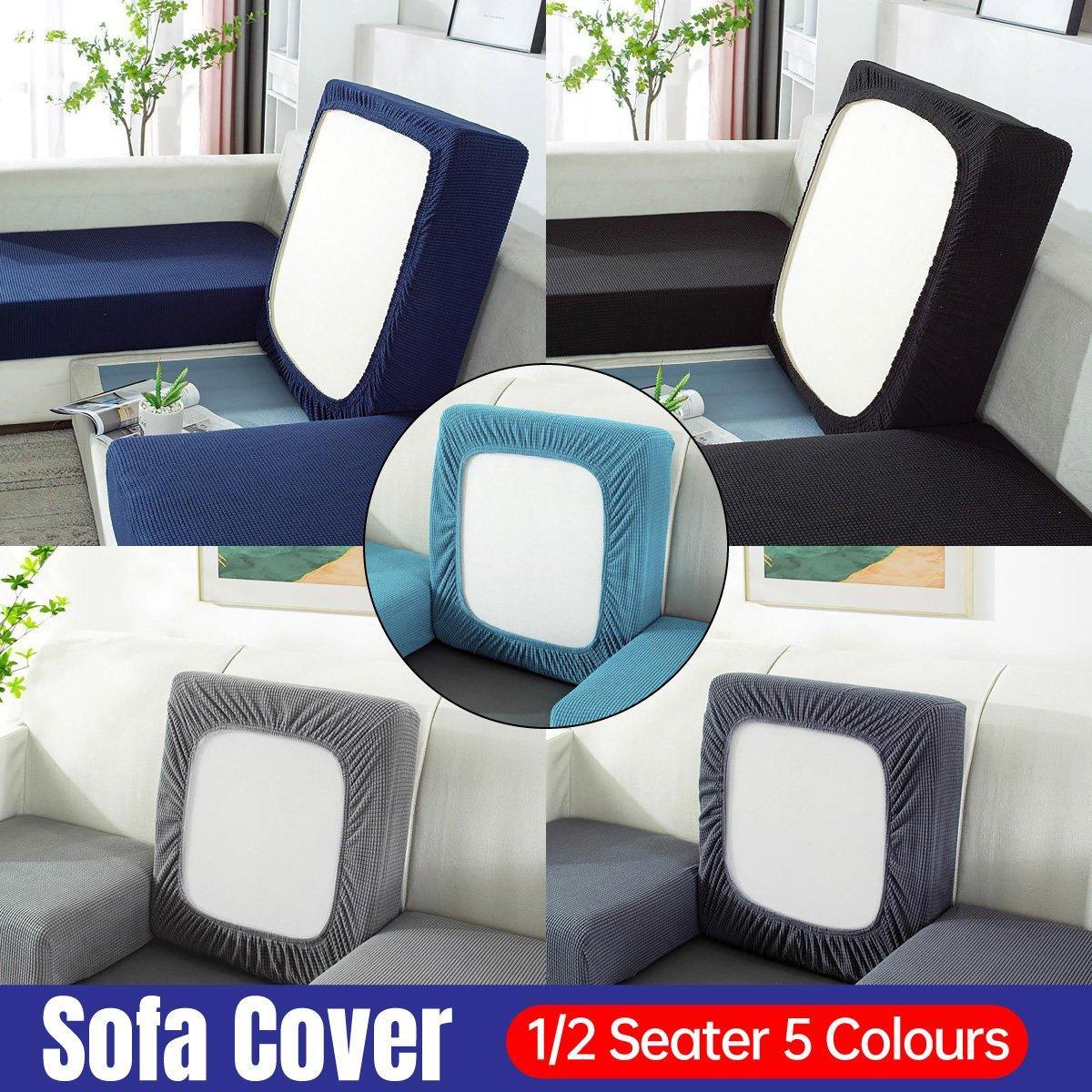 Stretch Sofa Slipcover 4 Seasons Universal Couch Protector Elastic Fabric Cover - Double-Black