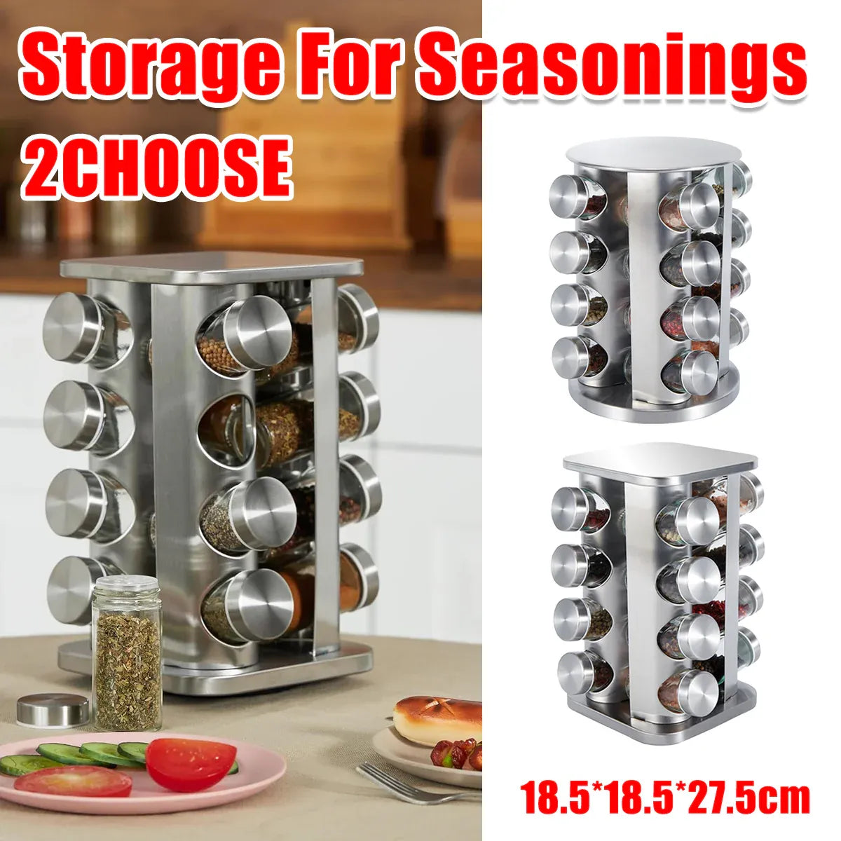 Rotating Spice Bottle Seasoning Rack Multi layer Seasoning Jar Storage Kitchen - Round