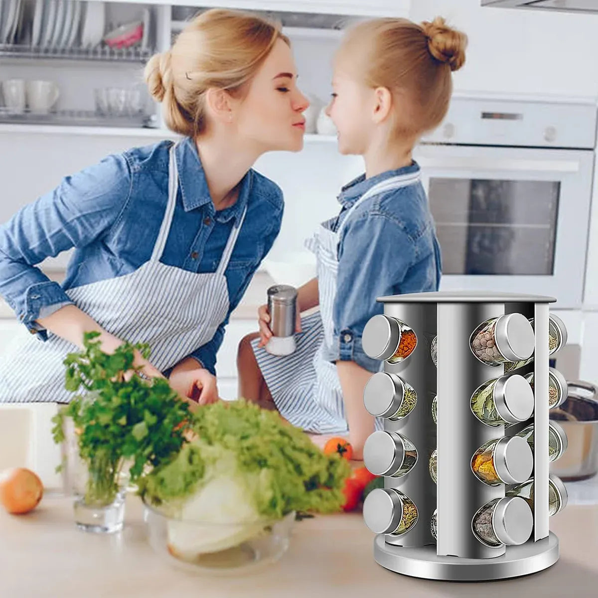 Rotating Spice Bottle Seasoning Rack Multi layer Seasoning Jar Storage Kitchen - Round