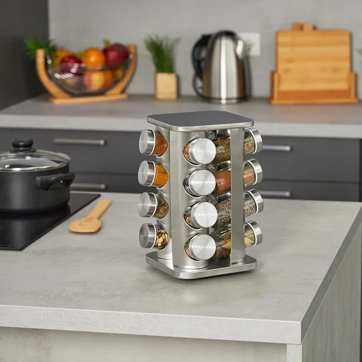 Rotating Spice Bottle Seasoning Rack Multi layer Seasoning Jar Storage Kitchen - Square