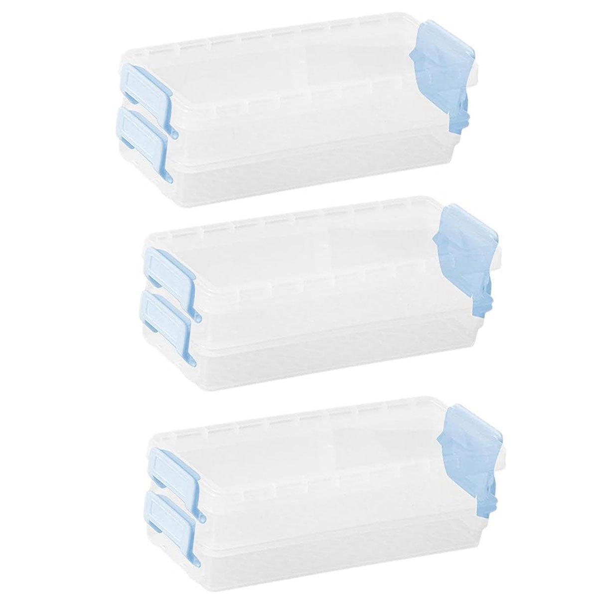 3PCS Clear Plastic Desktop Storage Box 2 Layer Holder DIY Stationery Pencil Case - Green