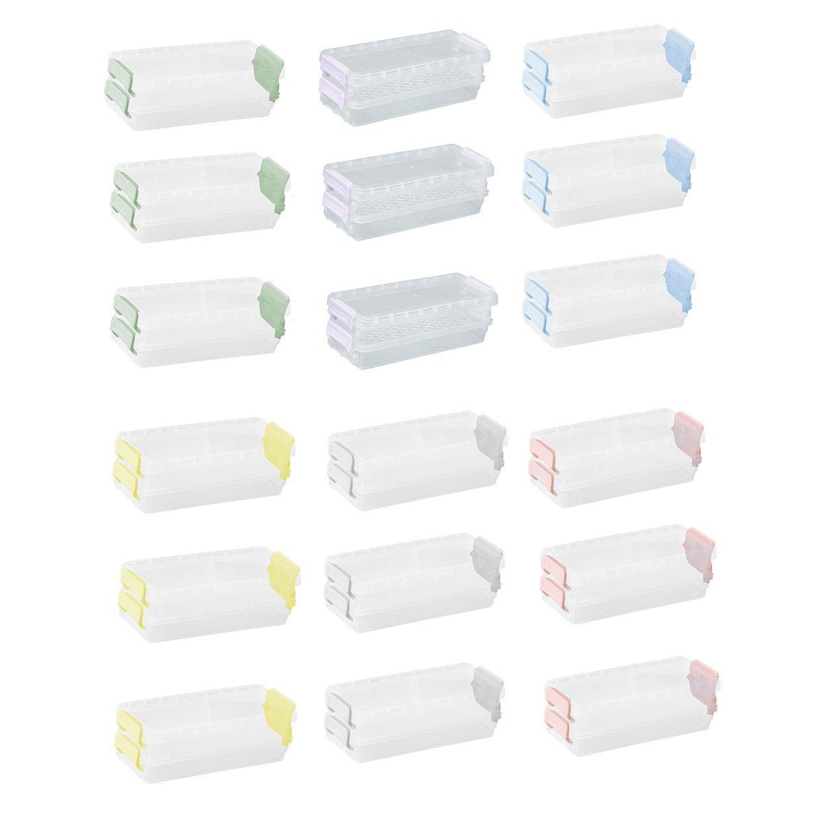 3PCS Clear Plastic Desktop Storage Box 2 Layer Holder DIY Stationery Pencil Case - Grey