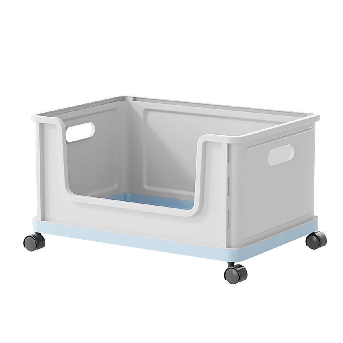 Under Desk Book Storage Box with Wheels Movable Classroom Student Organiser Rack - White
