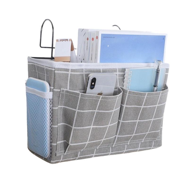 Hanging Bedside Storage Caddy with Pockets for Bunk Bed Dorm Couch Organizing - White