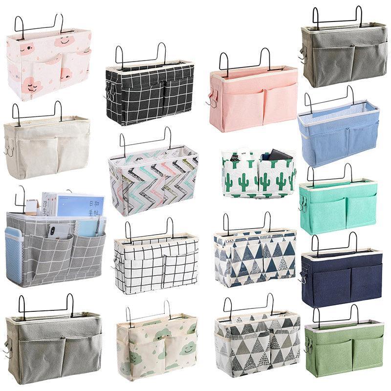 Hanging Bedside Storage Caddy with Pockets for Bunk Bed Dorm Couch Organizing - Green