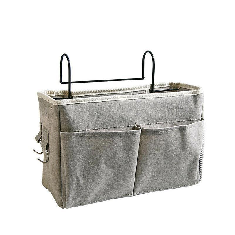 Hanging Bedside Storage Caddy with Pockets for Bunk Bed Dorm Couch Organizing - Light Pink
