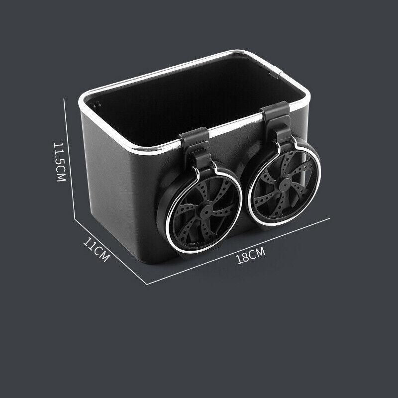 Multifunctional Car Armrest Storage Box with Tissue Holder and Dual Cup Rack - Beige
