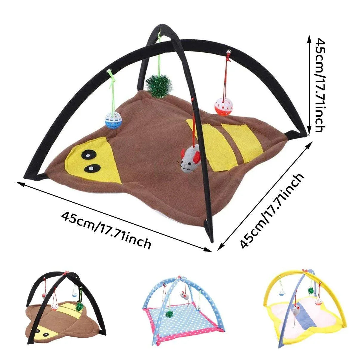 Breathable Pet Hammock Cat Bed with Fun Cartoon Bell Toy Cat Tent Supplies - Small Butterfly