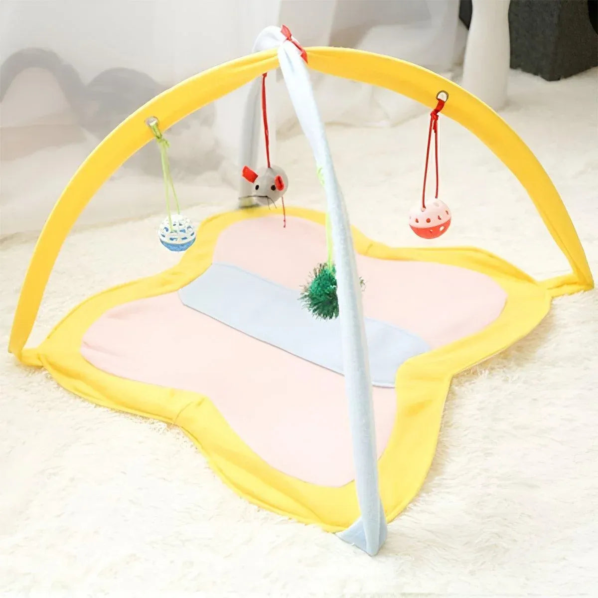 Breathable Pet Hammock Cat Bed with Fun Cartoon Bell Toy Cat Tent Supplies - Little Bee