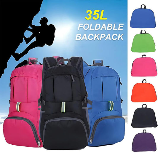35L Light Foldable Outdoor Sports Backpack Camping Hiking Travel Bag - Rose Red