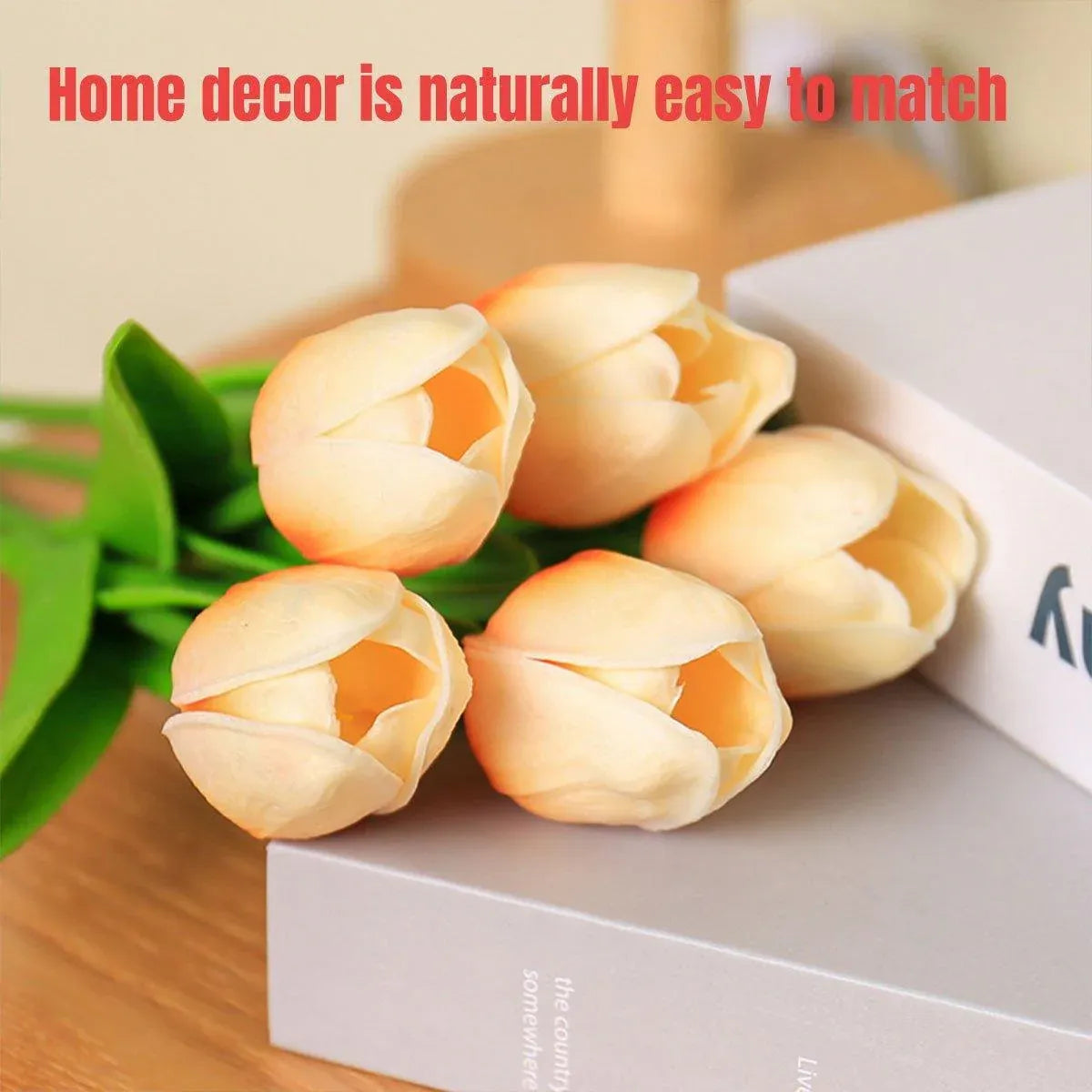 20PCS Real Touch Artificial Tulip Bouquet Fake Flowers for Home Wedding Decor - Pink