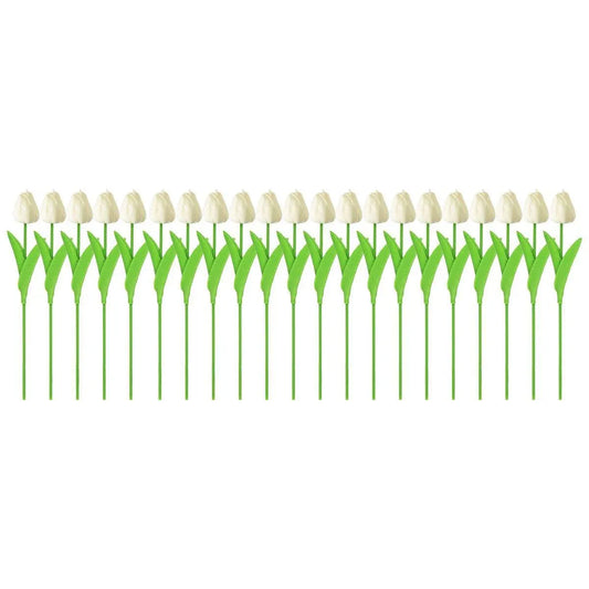 20PCS Real Touch Artificial Tulip Bouquet Fake Flowers for Home Wedding Decor - White