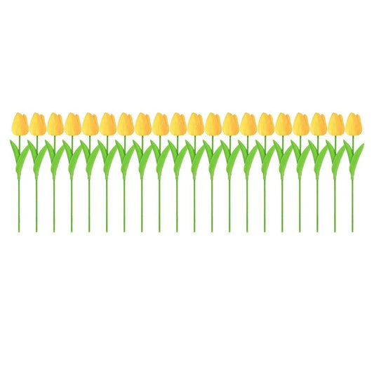 20PCS Real Touch Artificial Tulip Bouquet Fake Flowers for Home Wedding Decor - Yellow