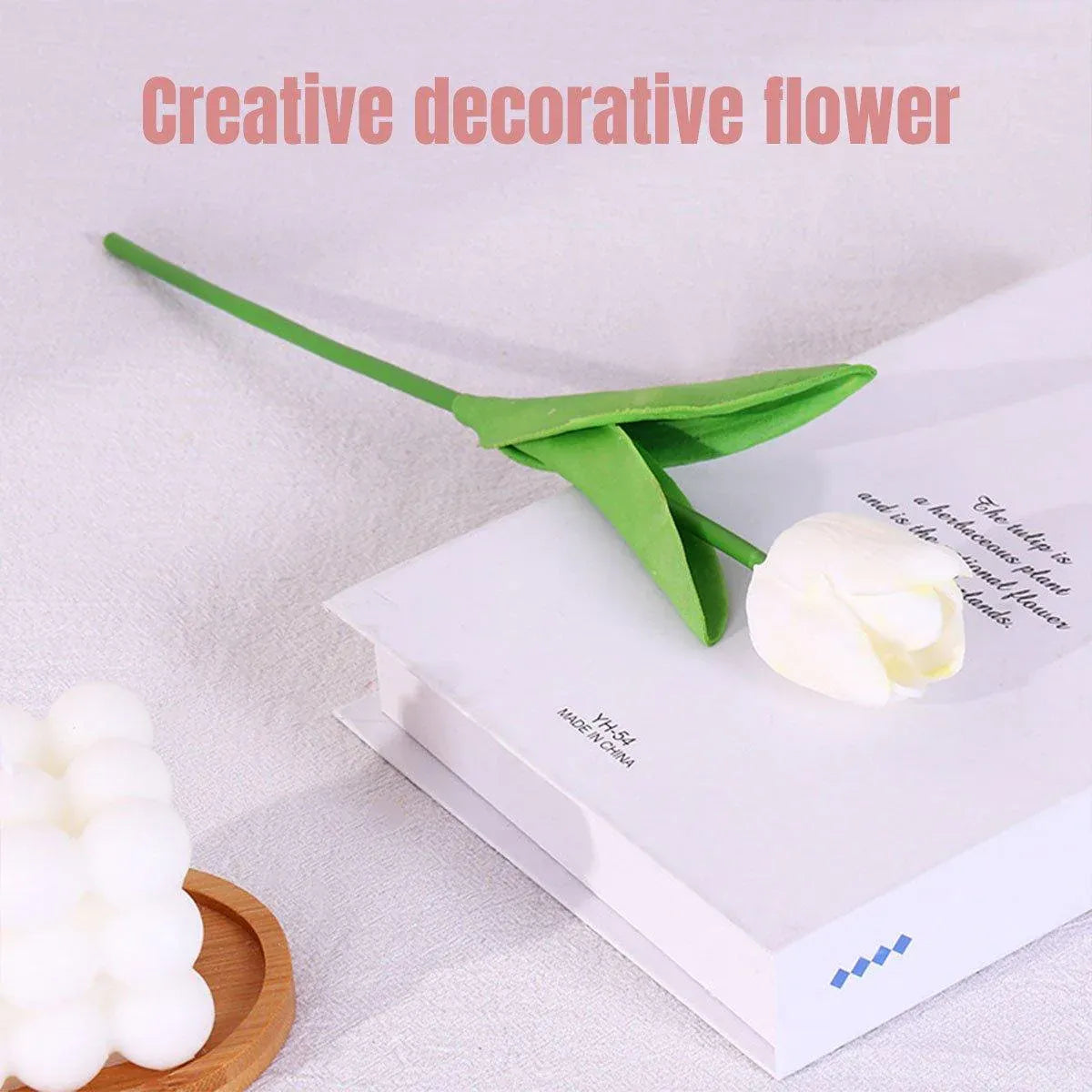 20PCS Real Touch Artificial Tulip Bouquet Fake Flowers for Home Wedding Decor - Yellow
