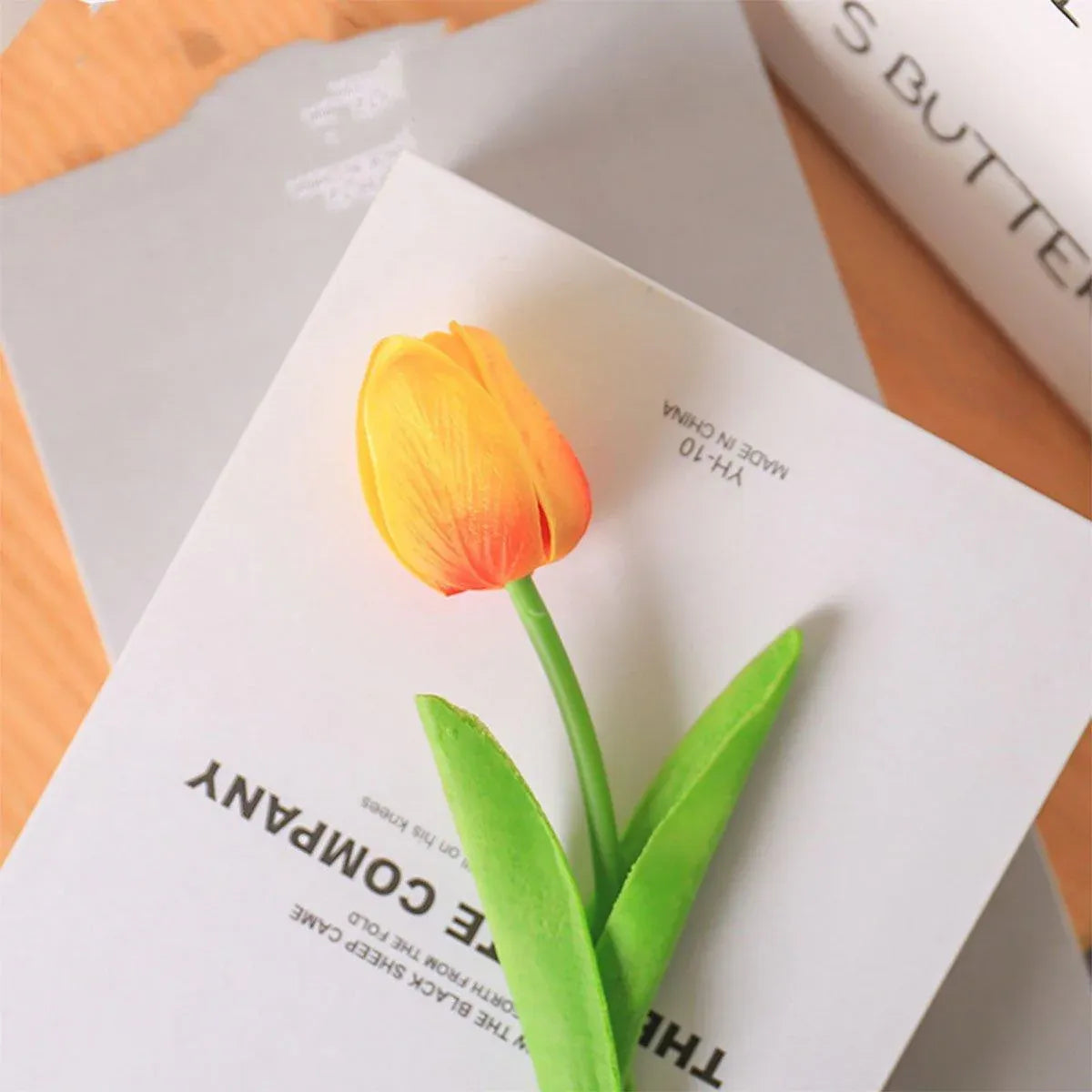 20PCS Real Touch Artificial Tulip Bouquet Fake Flowers for Home Wedding Decor - Yellow