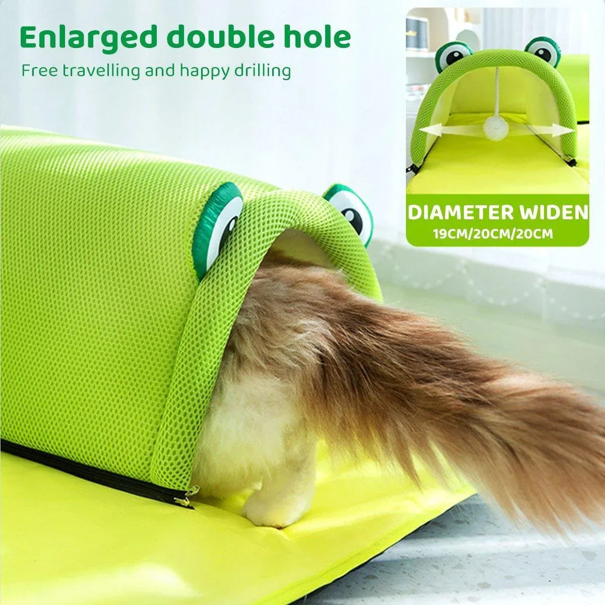 Washable Cat Tunnel Nest Corner Passage Cat House Easy Clean Pet Furniture - Brown-S