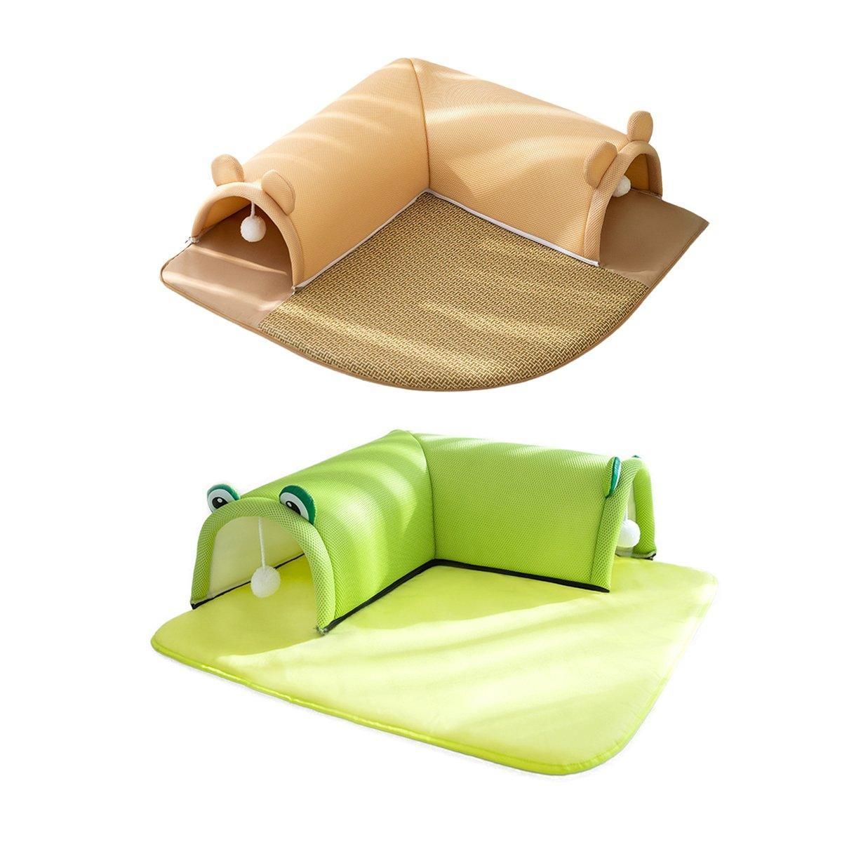 Washable Cat Tunnel Nest Corner Passage Cat House Easy Clean Pet Furniture - Green-S